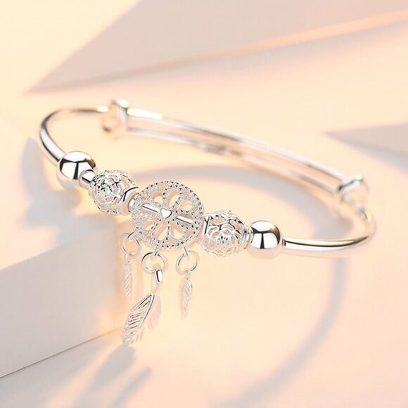 Dreamcatcher Tassel Feather Bangle Bracelet - Picture 1 of 5